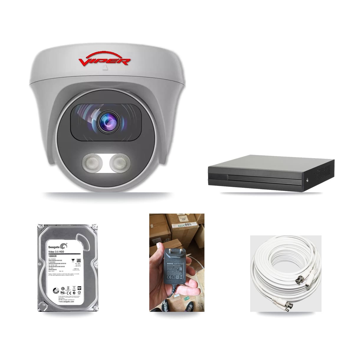 8-Channel 5MP CCTV Kit — 1 White Viper Camera + 1TB Recording (XVR-3108HS Recorder) - Image 1