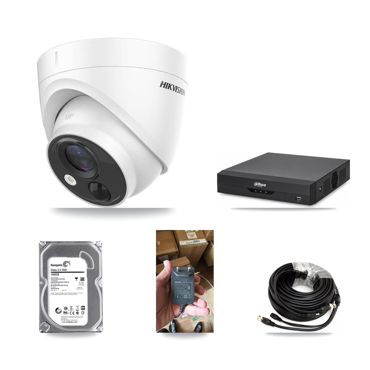 Hikvision & Dahua 4-Channel 5MP CCTV Kit — 1 DS-2CE71H0T Turret Camera + 1TB Recording - Image 1