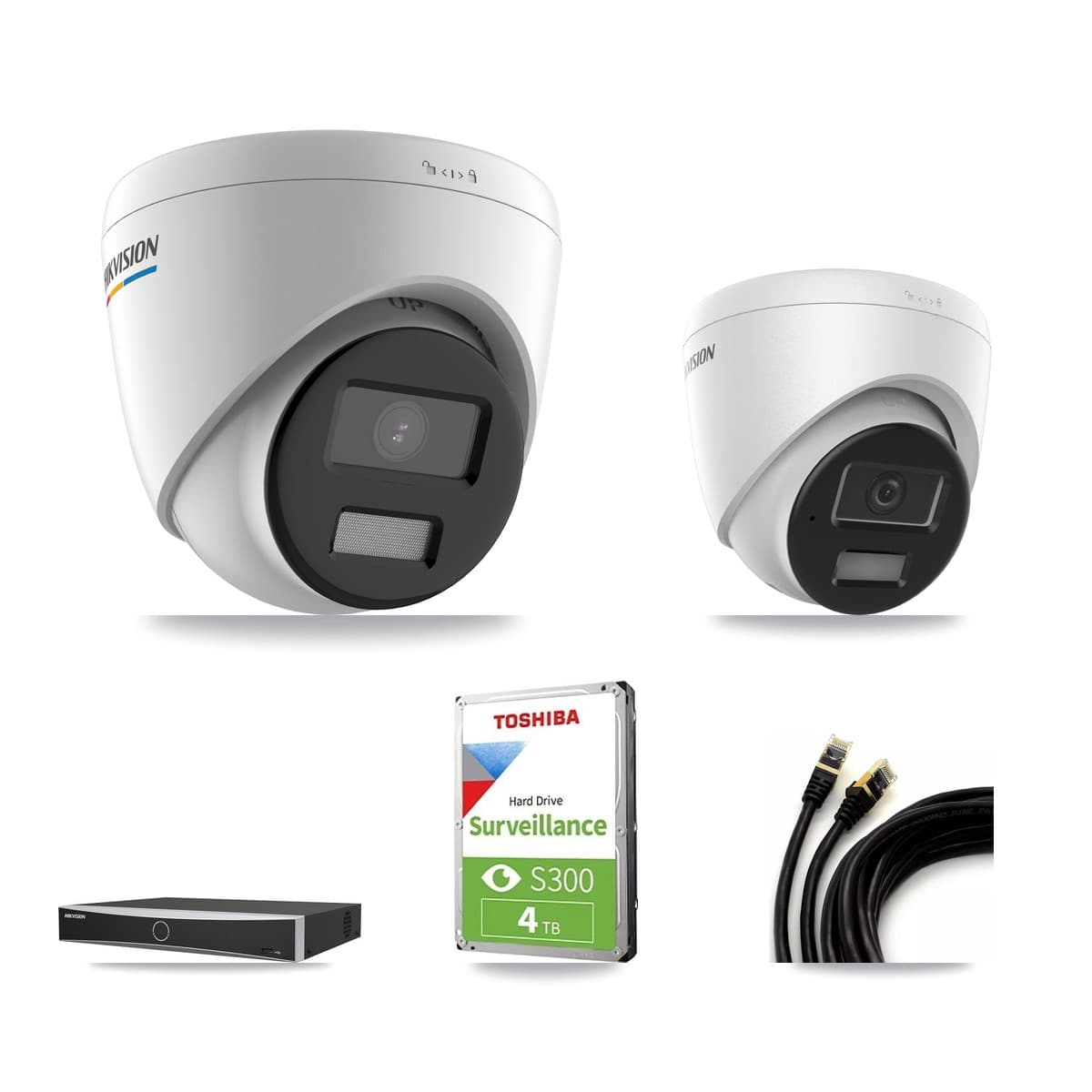 Hikvision 4-Channel 2MP – 4MP CCTV Kit — 2 2MP + 2 4MP Turret Cameras + 4TB Recording