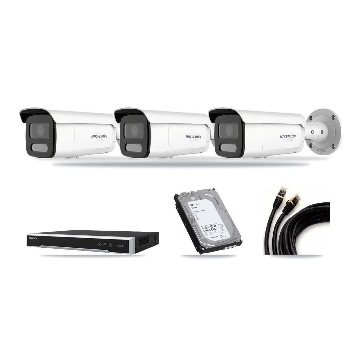 Hikvision 8-Channel 4MP – 4K CCTV Kit — 1 4MP + 2 White 4K Bullet Cameras + 6TB Recording (DS-7608NI-M2 Recorder) - Image 1