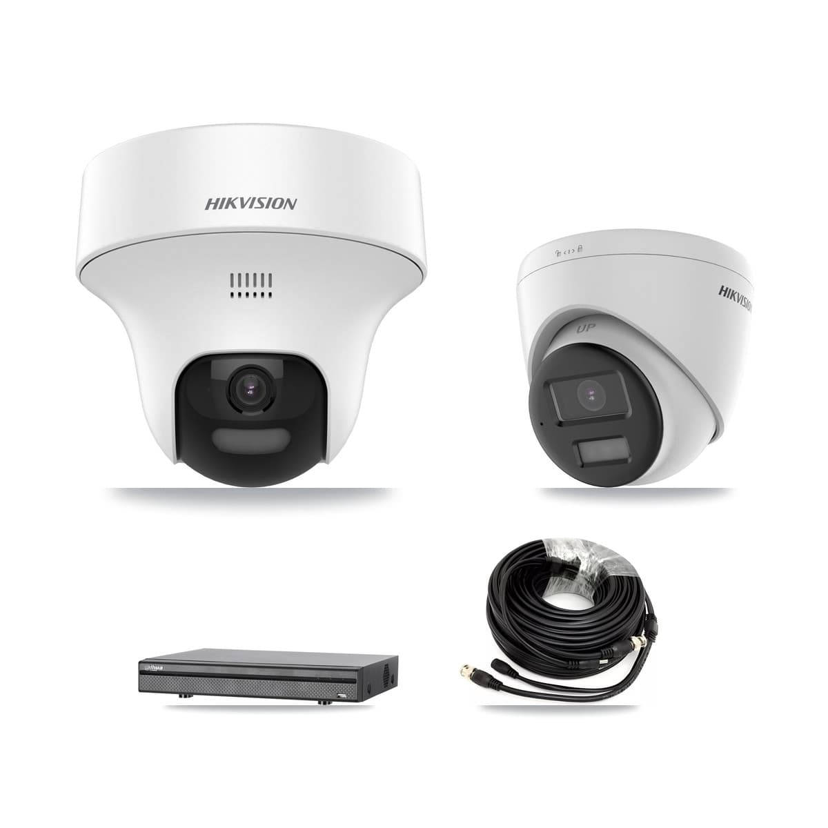 Hikvision & Dahua 8-Channel 5MP CCTV Kit — 3 DS-2CE70K0T + 3 DS-2CE78K0T Turret Cameras + 8TB Recording (DH-XVR5108H Recorder)