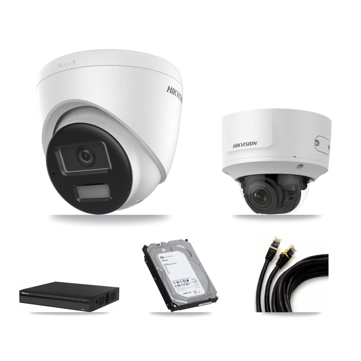 Hikvision & Prolux 4-Channel 2MP – 4K CCTV Kit — 2 4K Turret + 1 2MP Dome Cameras + 6TB Recording