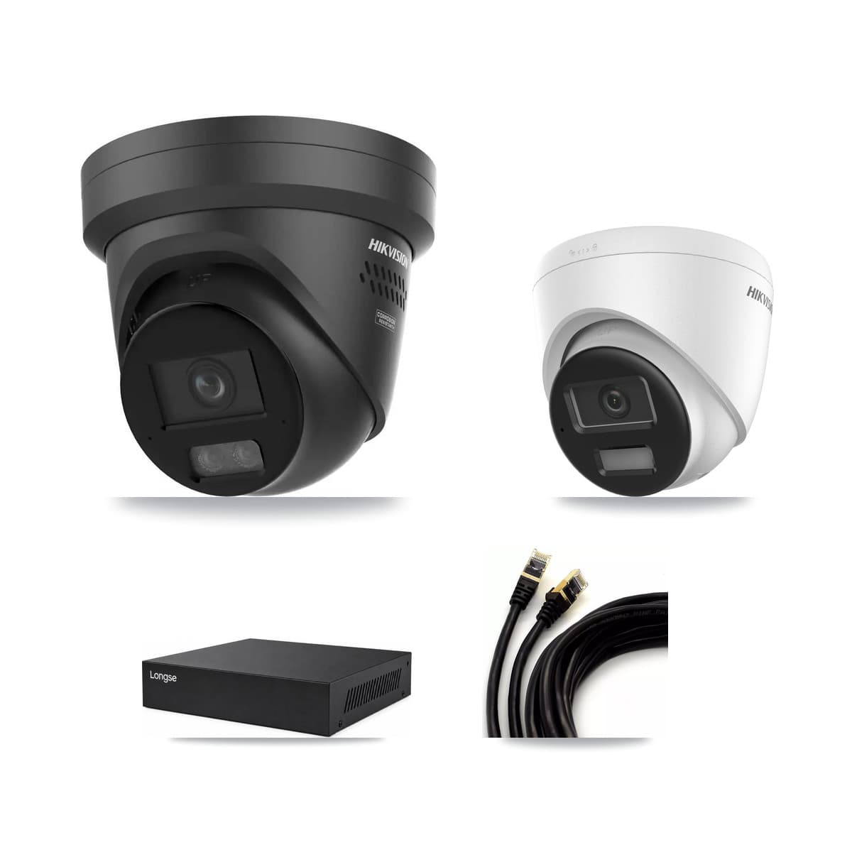 Hikvision & Longse 8-Channel 4K CCTV Kit — 1 DS-2CD1383G2 + 7 DS-2CD2387G3 Turret Cameras + 8TB Recording