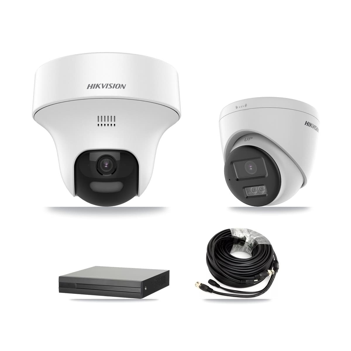 Hikvision 8-Channel 5MP CCTV Kit — 1 DS-2CE70K0T-PTLTS + 1 DS-2CE78K0T-LTS Turret Cameras + 3TB Recording (XVR-3108HS-5MP-LITE Recorder)