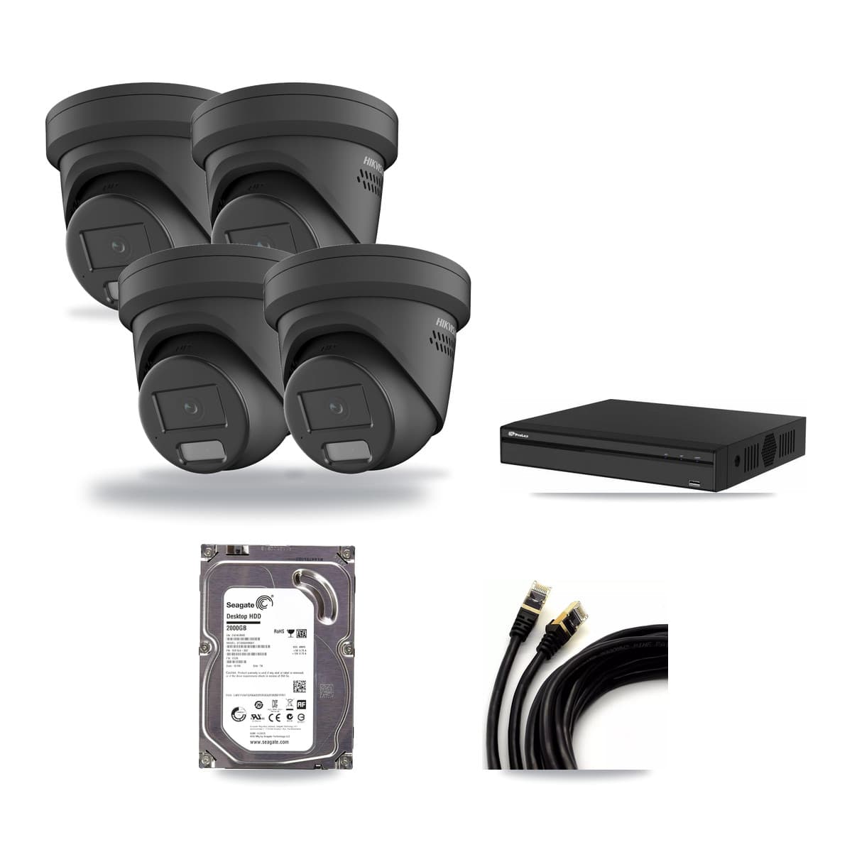 Hikvision & Prolux 4-Channel 4MP CCTV Kit — 4 Black Turret Cameras + 2TB Recording - Image 1