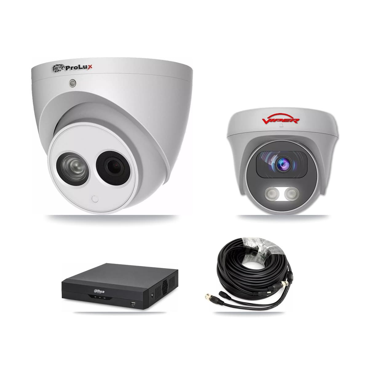 4-Channel 4MP – 5MP CCTV Kit — 1 4MP Turret + 1 White 5MP Cameras + 3TB Recording (DH-XVR5104HS Recorder)