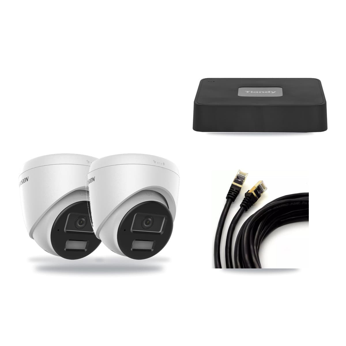Hikvision & Tiandy 4-Channel 4MP CCTV Kit — 2 DS-2CD1343G2 Turret Cameras + 3TB Recording - Image 1