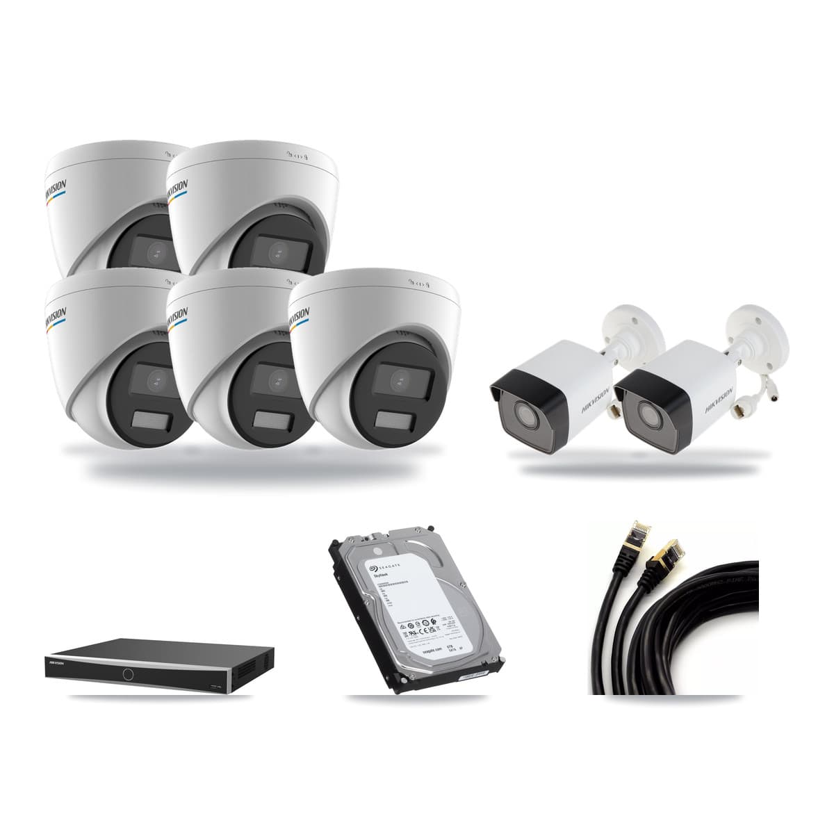 Hikvision 16-Channel 2MP – 5MP CCTV Kit — 2 5MP Bullet + 5 2MP Turret Cameras + 6TB Recording (DS-7616NXI Recorder) - Image 1