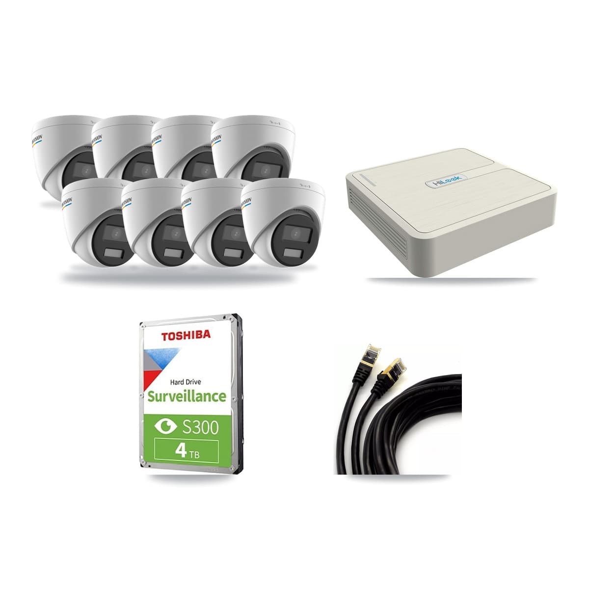 Hikvision & HiLook 8-Channel 2MP CCTV Kit — 8 Turret Cameras + 4TB Recording (NVR-108H-D Recorder) - Image 1
