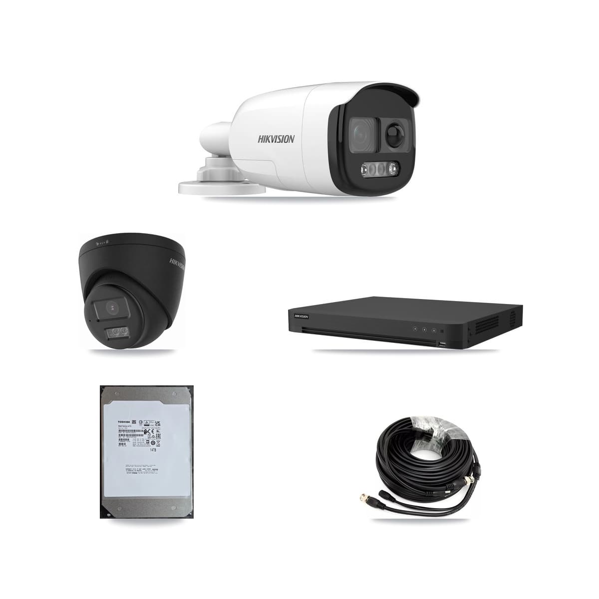 Hikvision 16-Channel 5MP – 4K CCTV Kit — 5 5MP Bullet + 2 Black 4K Turret Cameras + 14TB Recording