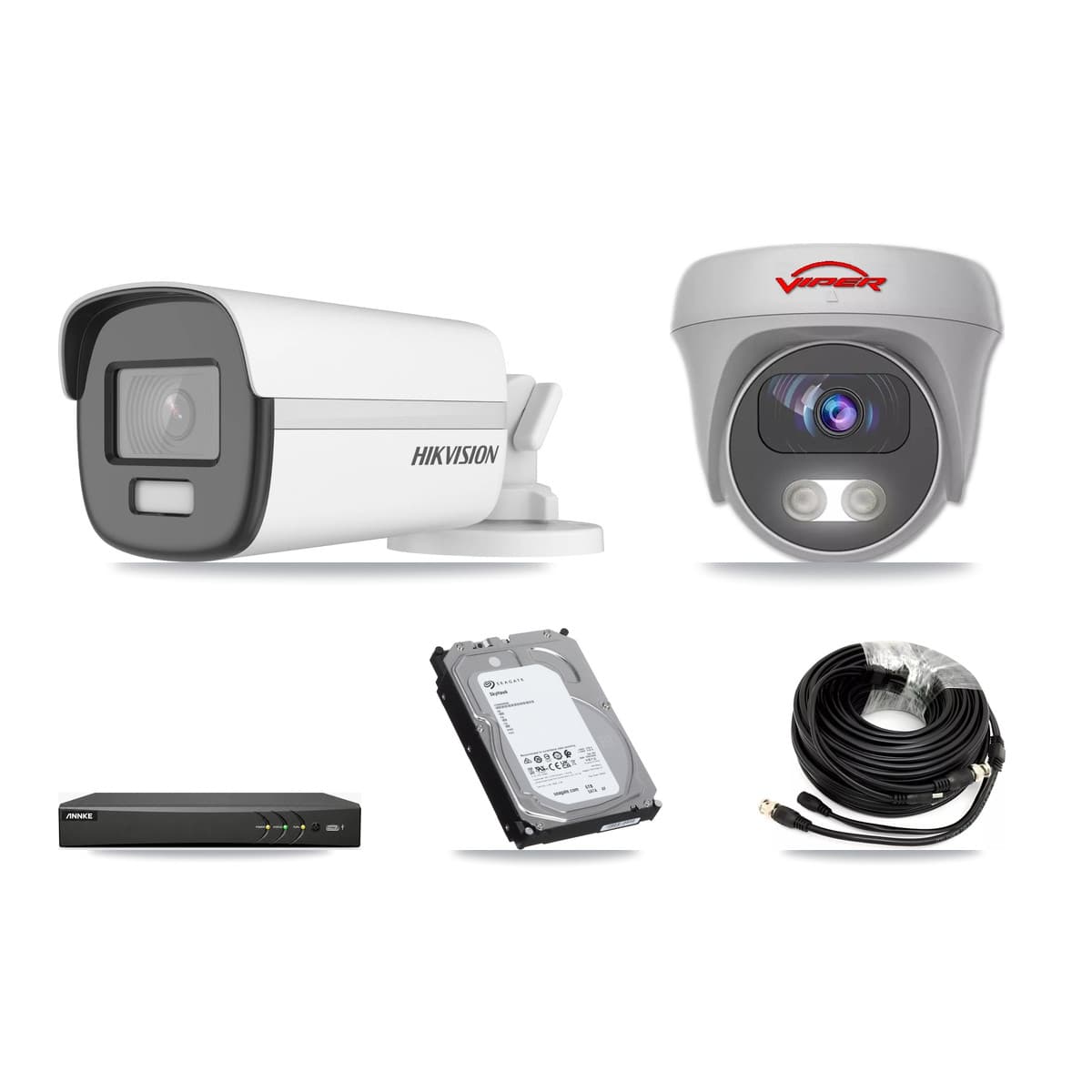 4-Channel 5MP – 4K CCTV Kit — 2 4K Bullet + 1 5MP Cameras + 6TB Recording - Image 1