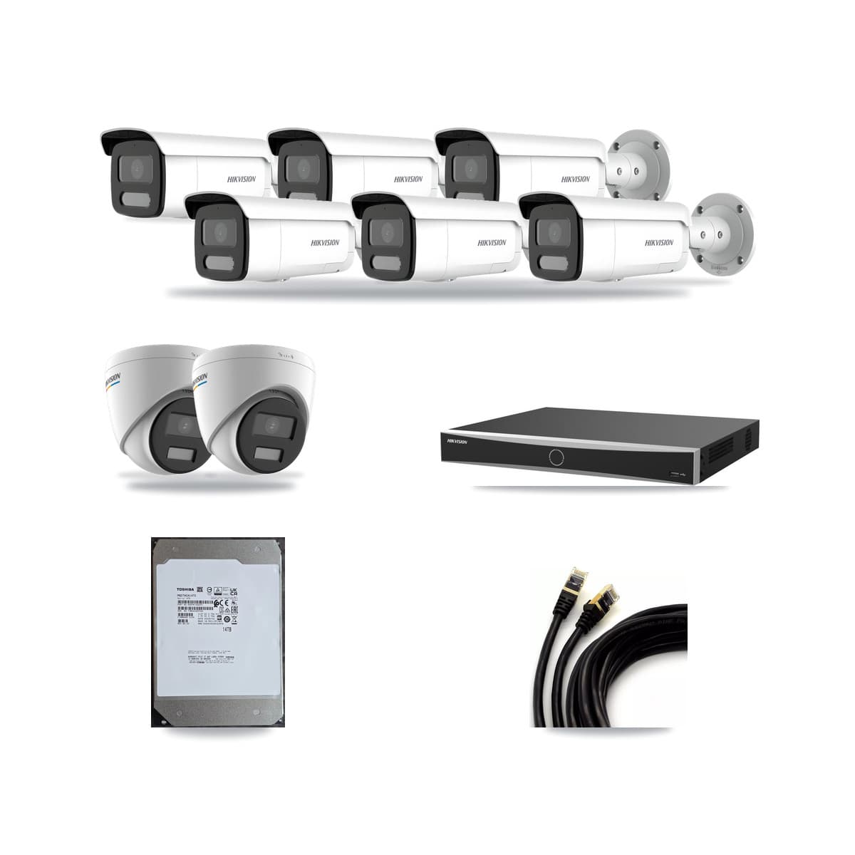Hikvision 16-Channel 2MP – 4MP CCTV Kit — 2 2MP Turret + 6 4MP Bullet Cameras + 14TB Recording - Image 1