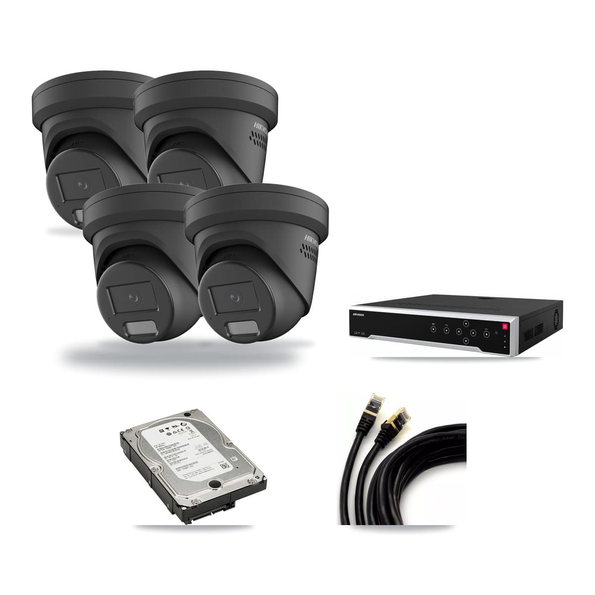 Hikvision 32-Channel 4MP CCTV Kit — 4 Black Turret Cameras + 5TB Recording - Image 1