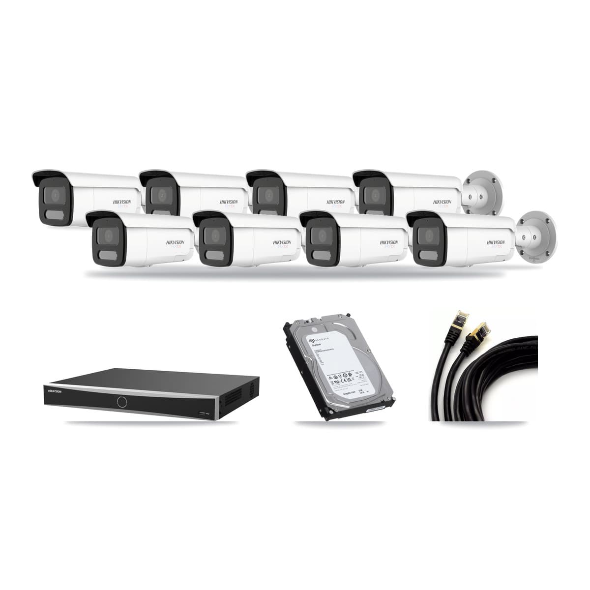 Hikvision 16-Channel 4K CCTV Kit — 8 White Bullet Cameras + 6TB Recording (DS-7616NXI Recorder) - Image 1
