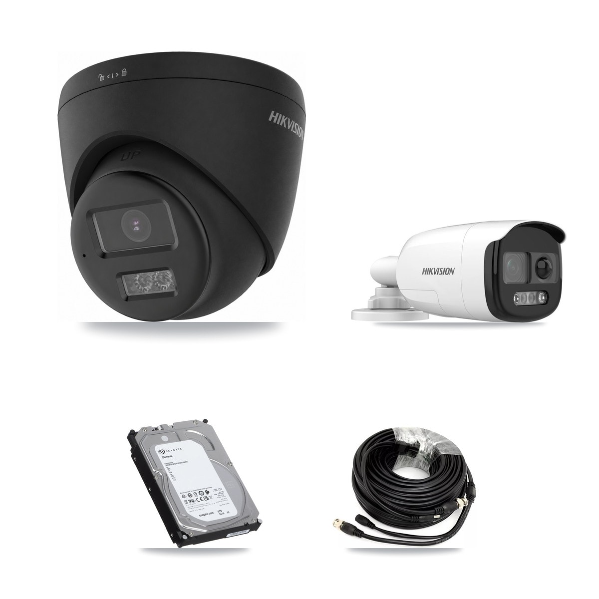 Hikvision 32-Channel 5MP – 4K CCTV Kit — 2 5MP Bullet + 6 Black 4K Turret Cameras + 3× 6TB Recording