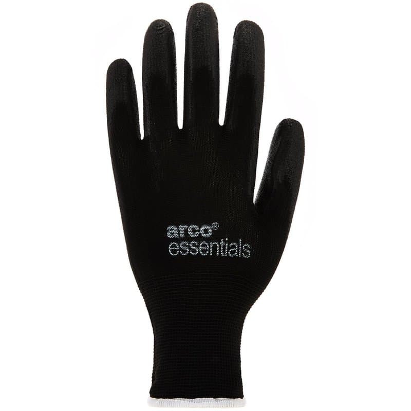 Arco Essentials Black PU-Coated Nylon Work Gloves