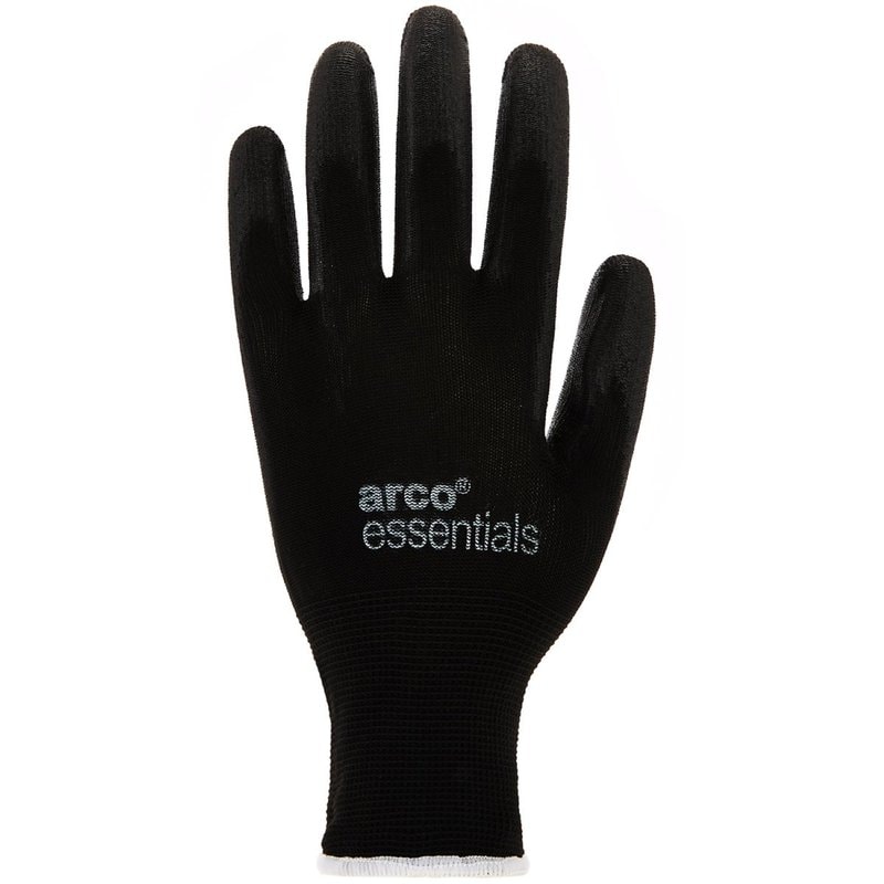 Arco Essentials Black PU-Coated Nylon Work Gloves