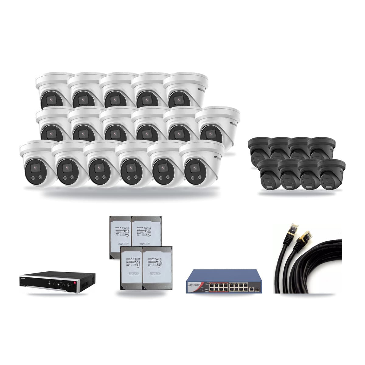 Hikvision 32-Channel 4MP – 5MP CCTV Kit — 8 4MP + 17 5MP Turret Cameras + 4× 14TB Recording - Image 1