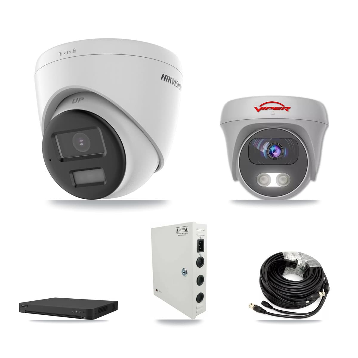 Hikvision & Viper 16-Channel 5MP – 4K CCTV Kit — 11 4K Turret + 1 5MP Cameras + 2× 12TB Recording