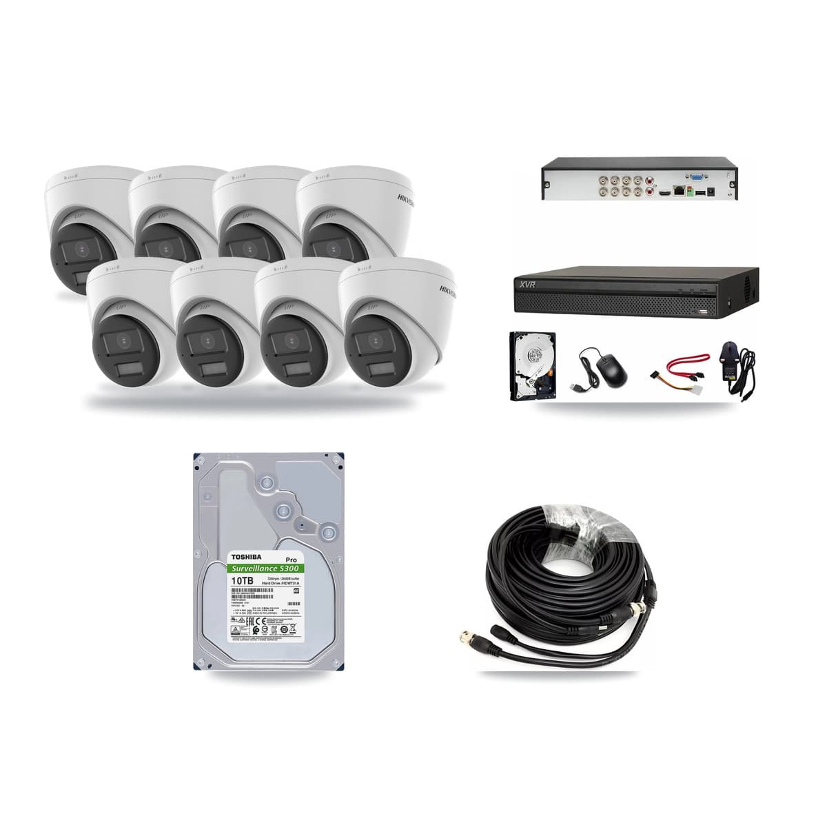 Hikvision & Dahua 8-Channel 5MP CCTV Kit — 8 DS-2CE78K0T-LPTS Turret Cameras + 10TB Recording (XVR-3108AD-4K Recorder) - Image 1