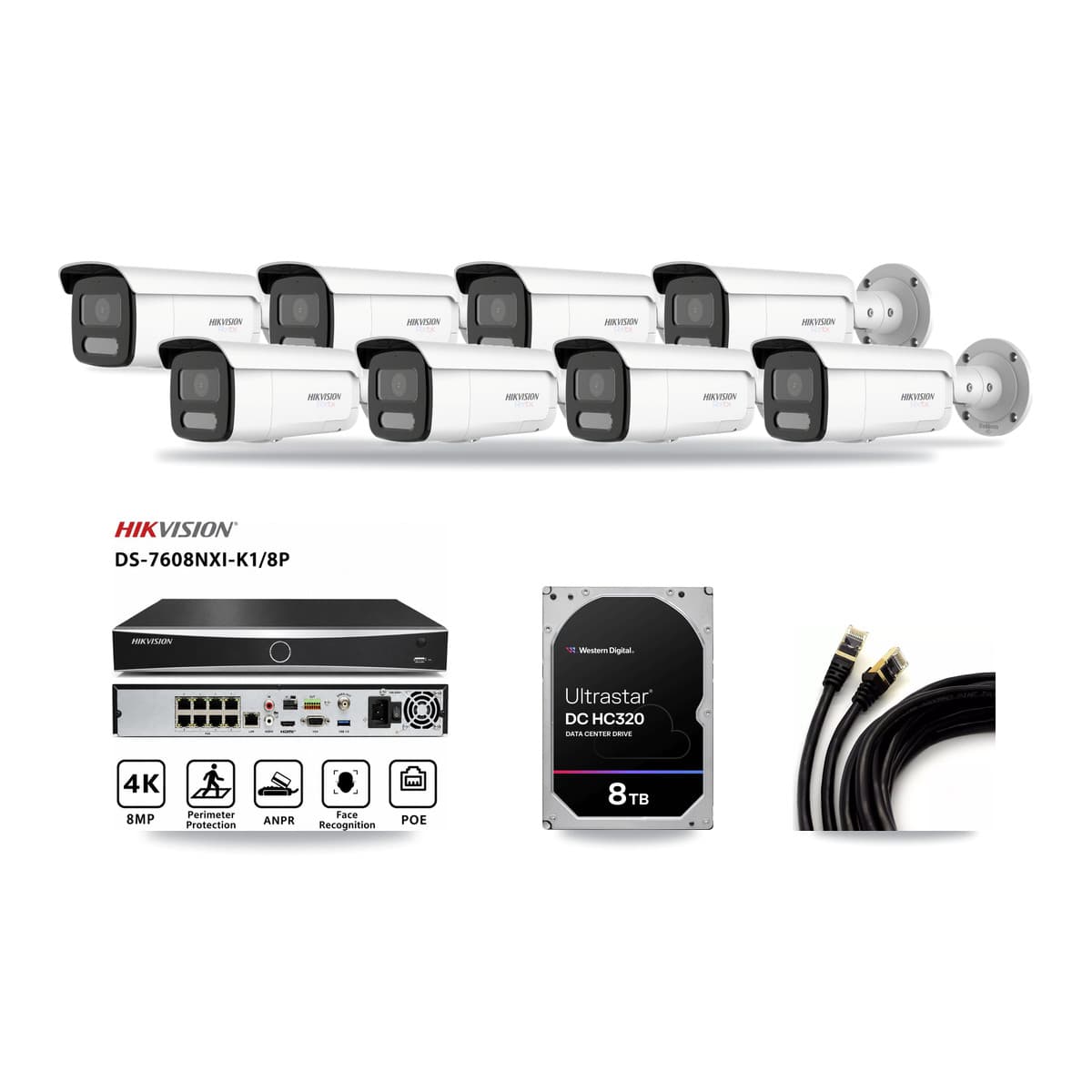 Hikvision 8-Channel 4K CCTV Kit — 8 Bullet Cameras + 8TB Recording - Image 1