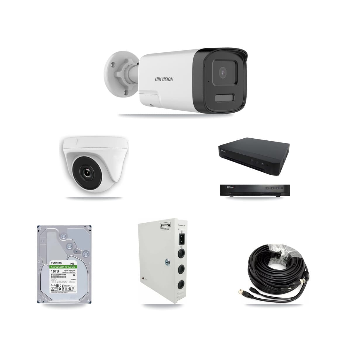 Hikvision & Prolux 16-Channel 2MP – 5MP CCTV Kit — 6 DS-2CE17K0T 5MP Bullet + 3 White HDT-2MP-N20W 2MP Dome Cameras + 10TB Recording