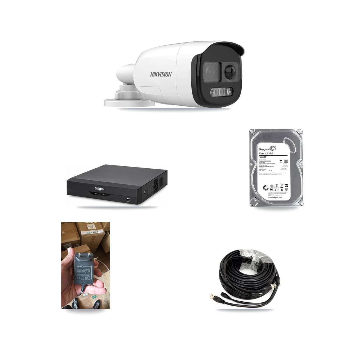 Hikvision & Dahua 4-Channel 5MP CCTV Kit — 1 DS-2CE12KF3T Bullet Camera + 1TB Recording - Image 1