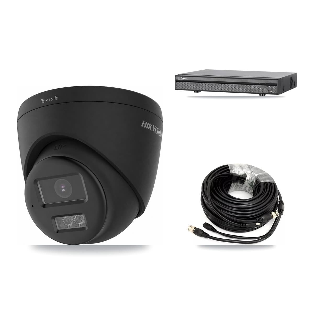 Hikvision & Dahua 8-Channel 4K CCTV Kit — 3 Black Turret Cameras + 8TB Recording
