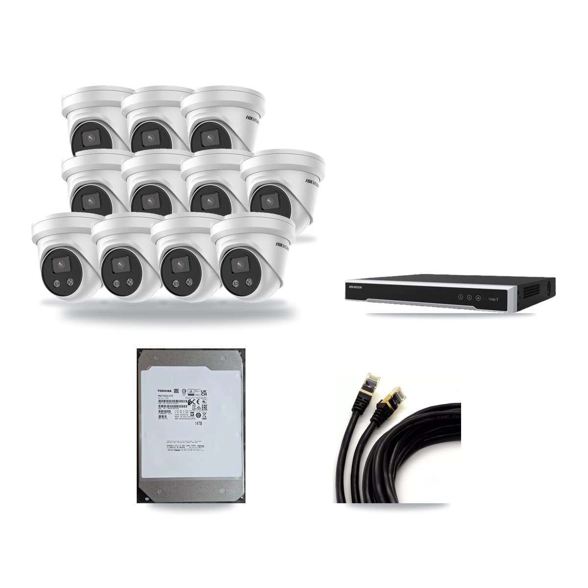 Hikvision 16-Channel 5MP CCTV Kit — 11 Turret Cameras + 14TB Recording (DS-7616NI-M2 Recorder) - Image 1