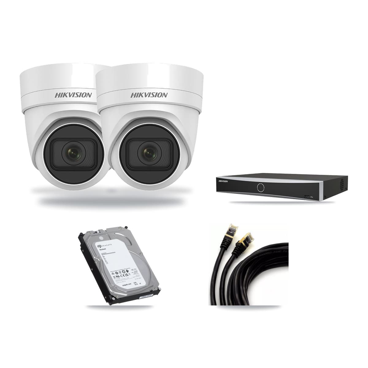 Hikvision 4-Channel 4K CCTV Kit — 2 DS-2CD2H83G0 Turret Cameras + 6TB Recording - Image 1