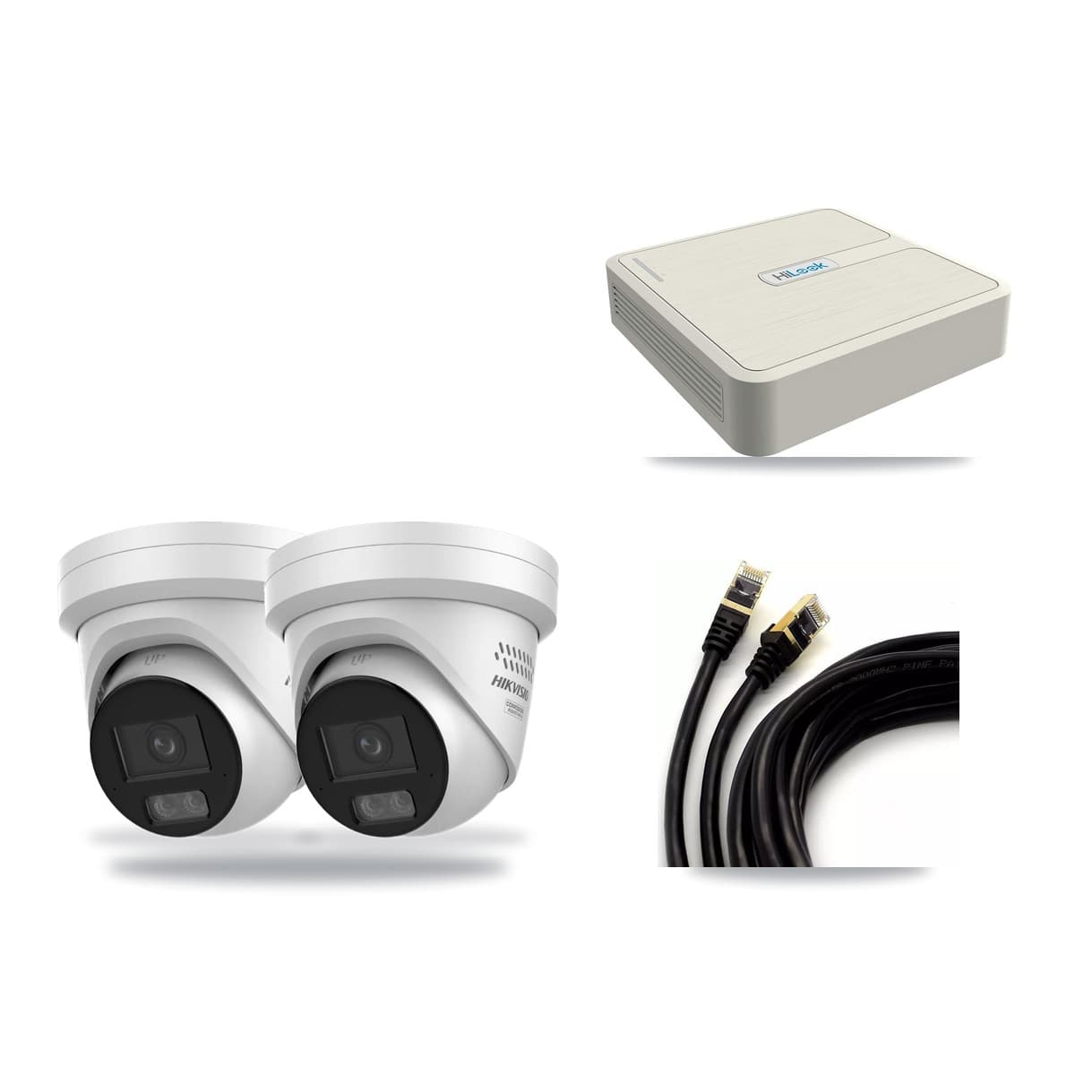 HiLook 8-Channel 4MP CCTV Kit — 2 DS-2CD2347G3 Turret Cameras + 3TB Recording (NVR-108H-D Recorder) - Image 1