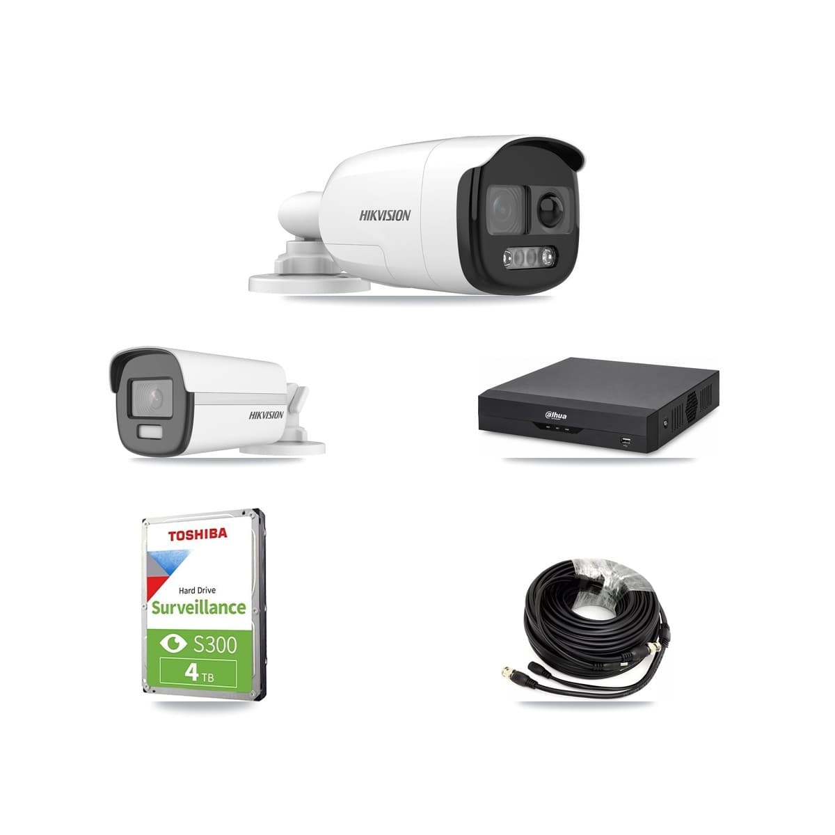 Hikvision & Dahua 4-Channel 5MP – 4K CCTV Kit — 1 5MP + 1 4K Bullet Cameras + 4TB Recording - Image 1