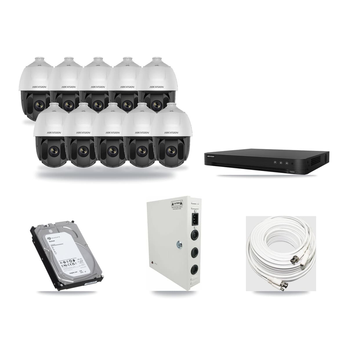 Hikvision 16-Channel 2MP CCTV Kit — 10 DS-2AE5225TI PTZ Cameras + 6TB Recording (DS-7216HGHI Recorder) - Image 1