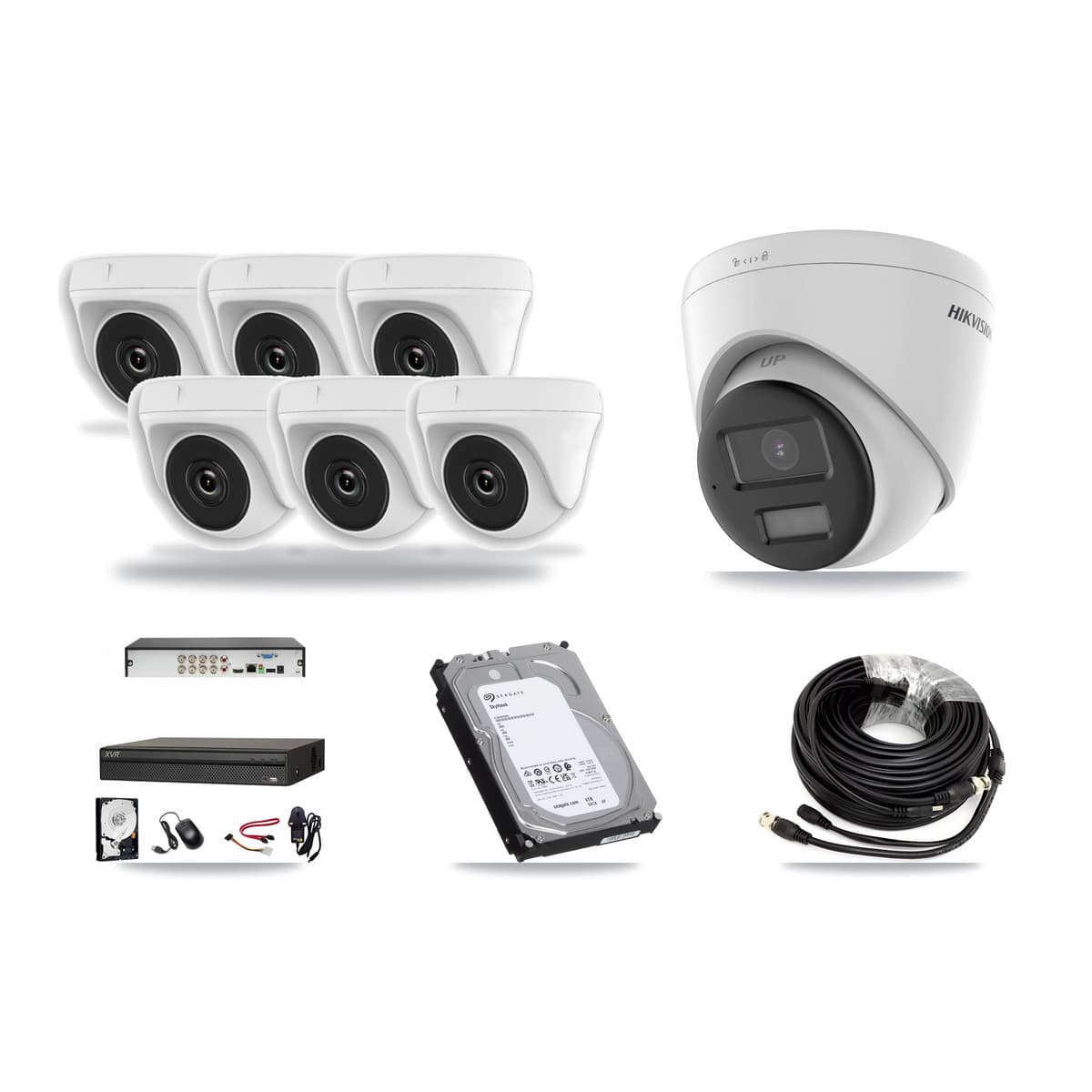 Hikvision & Dahua 8-Channel 2MP – 4K CCTV Kit — 1 4K Turret + 6 2MP Dome Cameras + 6TB Recording - Image 1