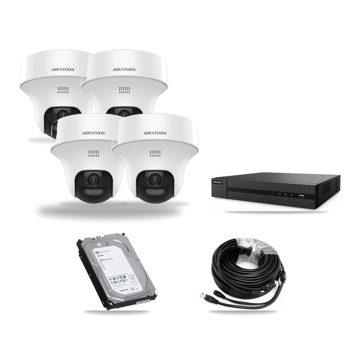 Hikvision 8-Channel 5MP CCTV Kit — 4 DS-2CE70K0T Turret Cameras + 6TB Recording (DVR-8CH Recorder) - Image 1