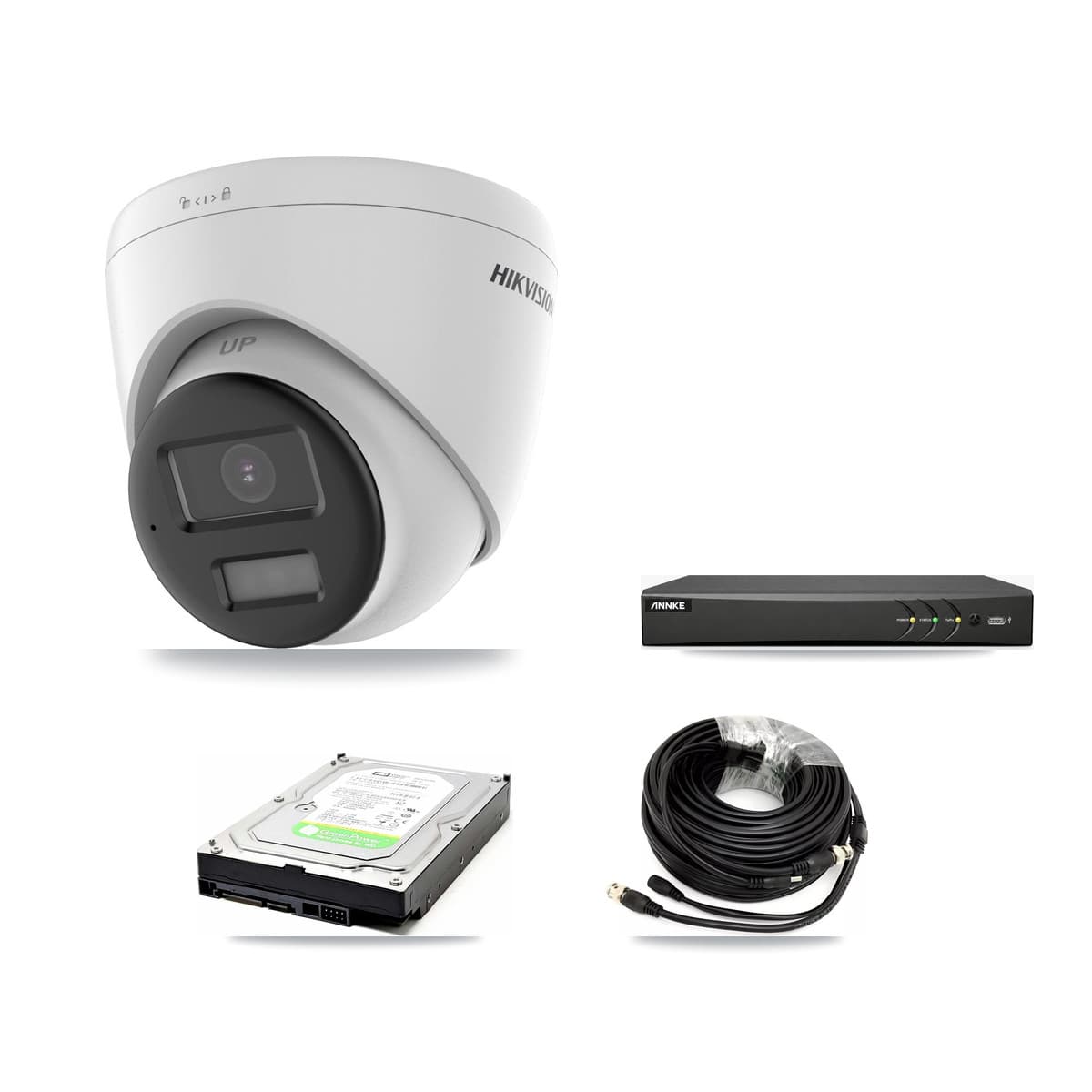 Hikvision & ANNKE 4-Channel 5MP CCTV Kit — 2 DS-2CE78K0T-LPTS Turret Cameras + 1TB Recording (AN-DV4-8MP-D941BB Recorder)