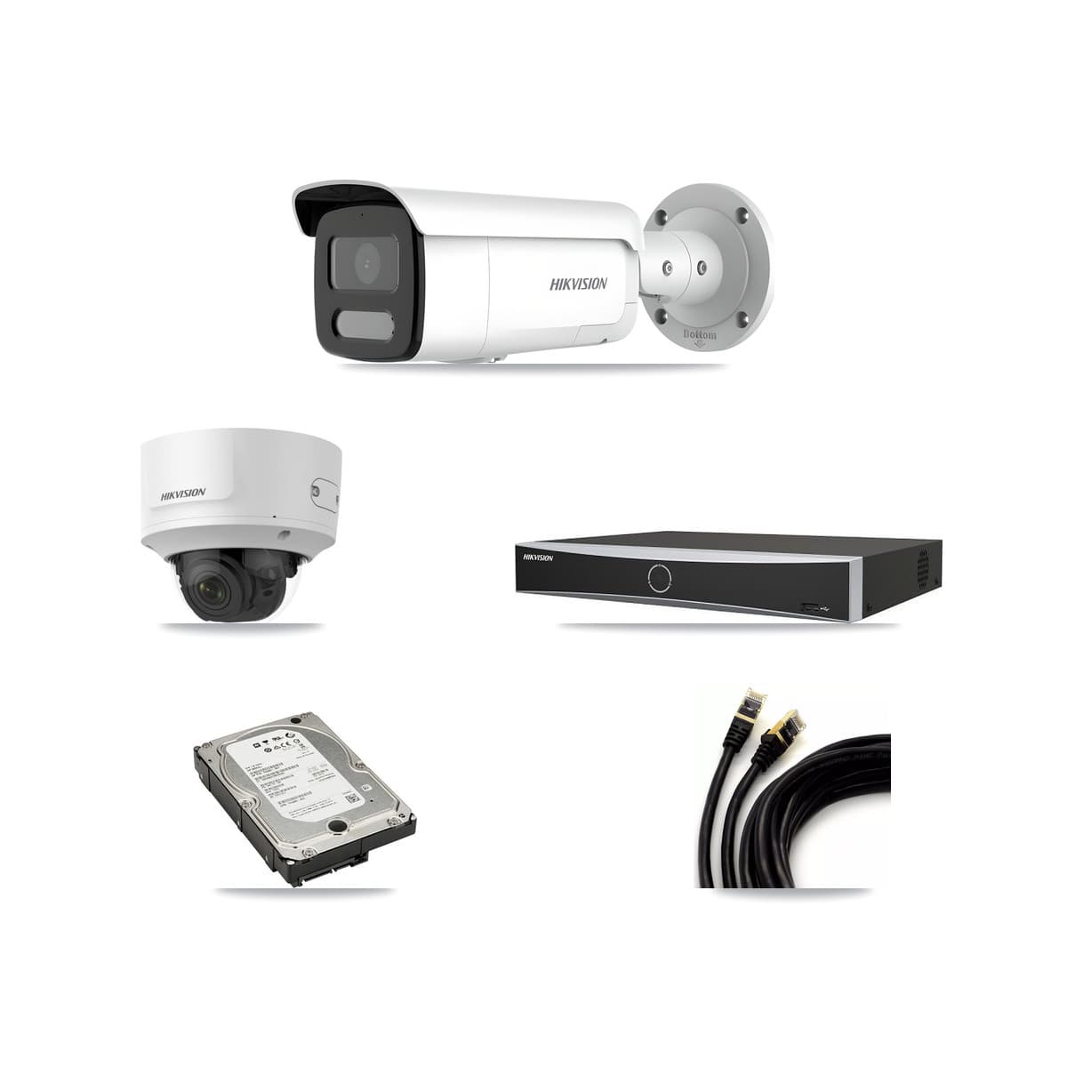 Hikvision 4-Channel 2MP – 4MP CCTV Kit — 1 2MP Dome + 3 4MP Bullet Cameras + 5TB Recording