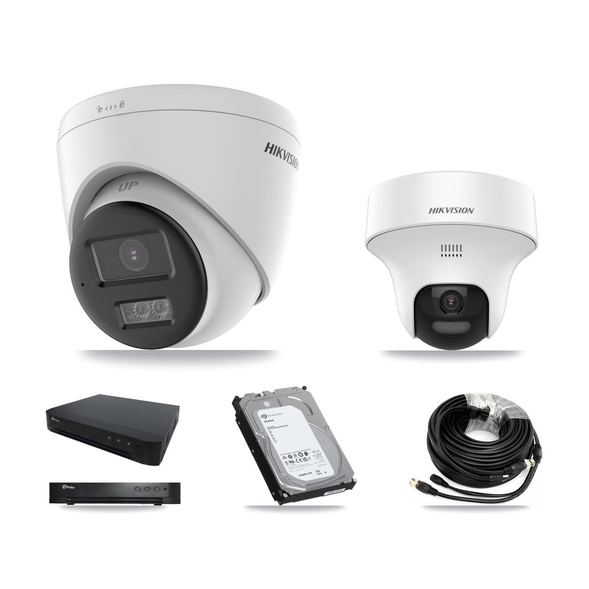 Hikvision & Prolux 16-Channel 5MP CCTV Kit — 1 DS-2CE70K0T-PTLTS + 3 DS-2CE78K0T-LTS Turret Cameras + 6TB Recording (PXD-8216-HYK4MP Recorder)