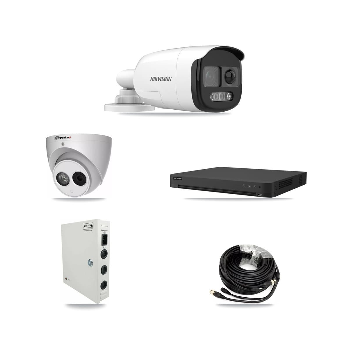 Hikvision & Prolux 32-Channel 4MP – 5MP CCTV Kit — 11 DS-2CE12KF3T 5MP Bullet + 1 PXC-612C4W-A 4MP Turret Cameras + 2× 8TB Recording