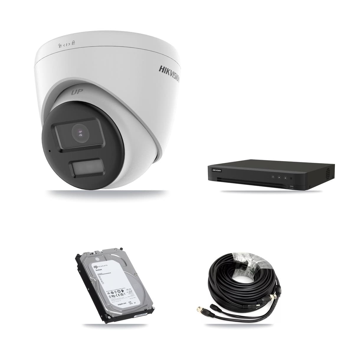 Hikvision 16-Channel 5MP CCTV Kit — 2 DS-2CE78K0T-LPTS Turret Cameras + 6TB Recording (IDS-7216HQHI-M1/XT Recorder)