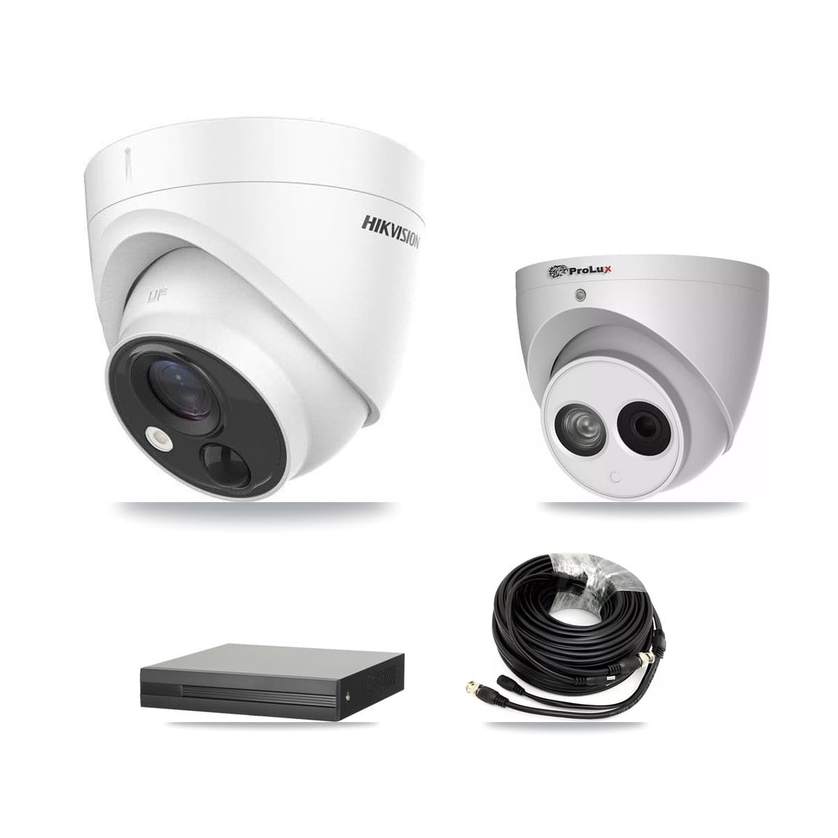 Hikvision & Prolux 16-Channel 4MP – 5MP CCTV Kit — 5 DS-2CE71H0T 5MP + 1 PXC-612C4W-A 4MP Turret Cameras + 8TB Recording (XVR-3116HS Recorder)