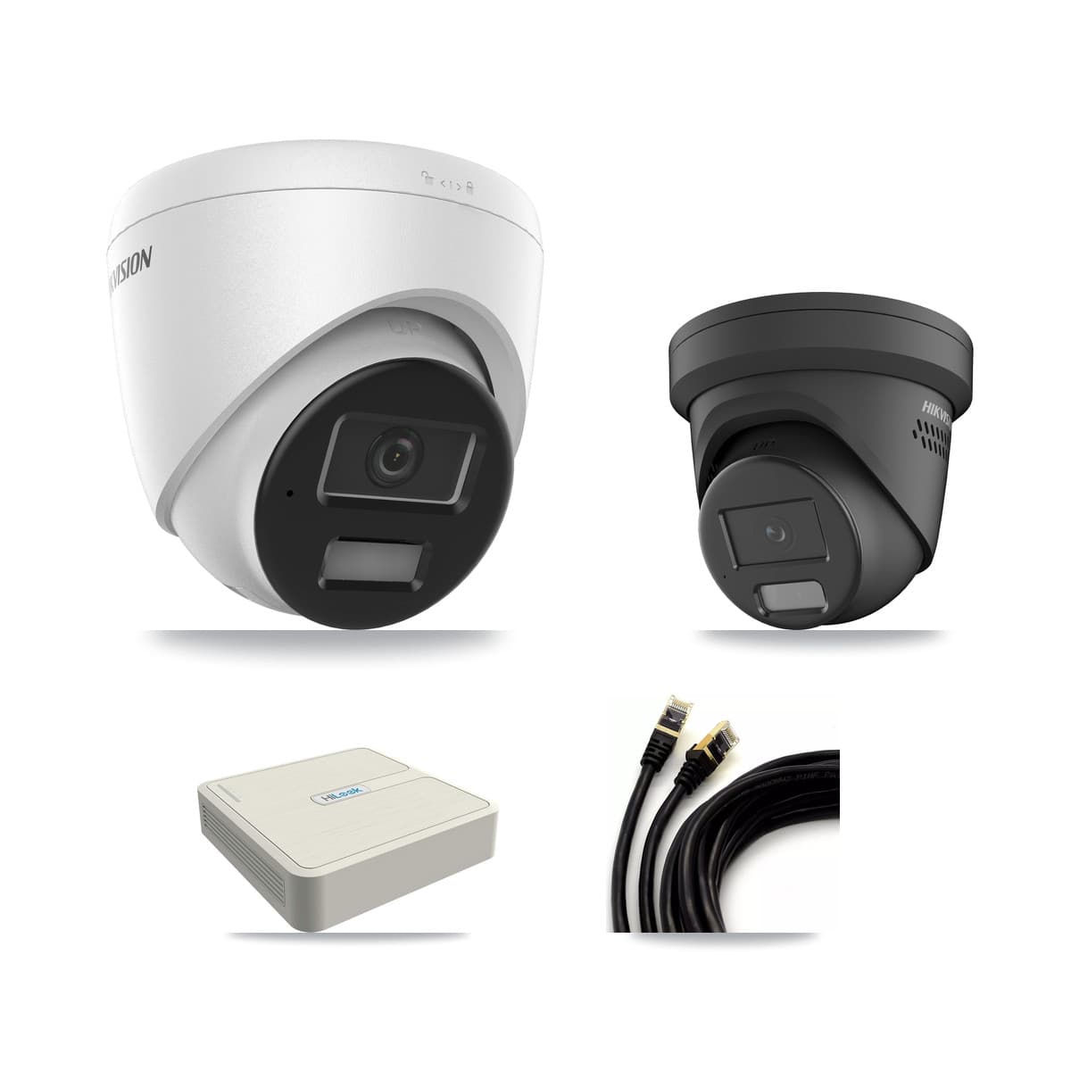 Hikvision & HiLook 8-Channel 4MP CCTV Kit — 1 DS-2CD1343G2 + 1 DS-2CD2347G2 Turret Cameras + 3TB Recording