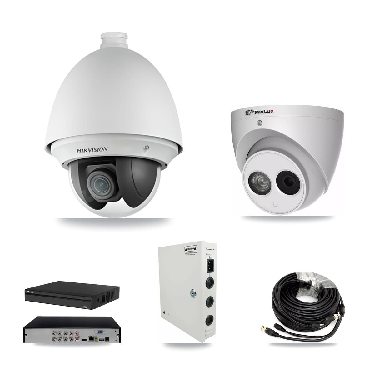 Hikvision & Prolux 8-Channel 2MP – 4MP CCTV Kit — 3 2MP PTZ + 1 4MP Turret Cameras + 3TB Recording (PXD-5108HS Recorder)
