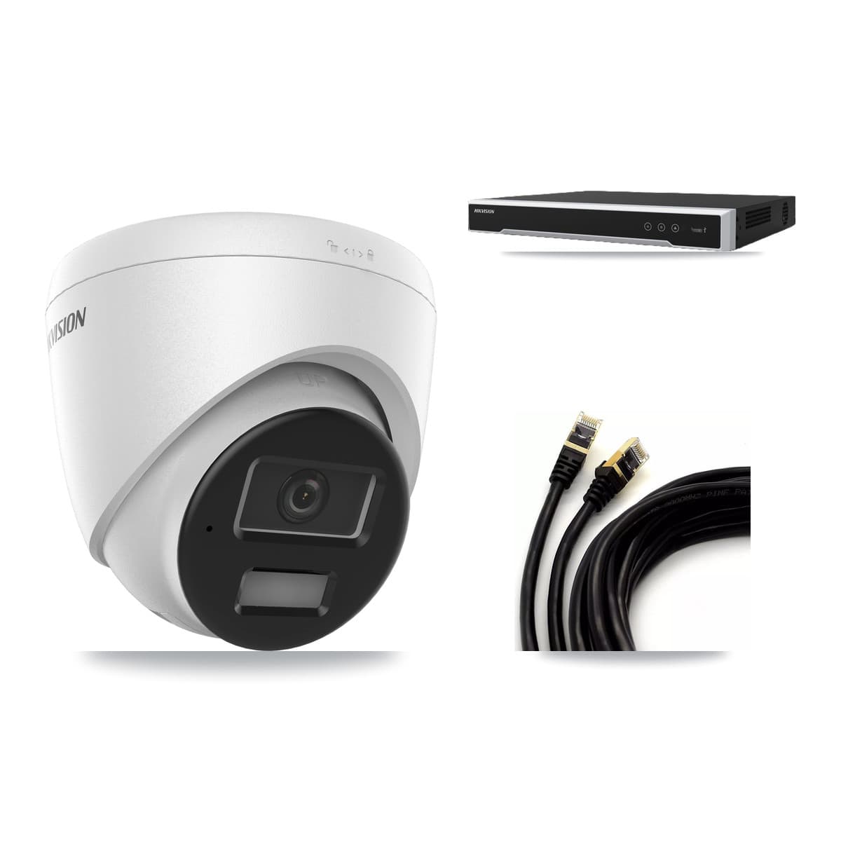 Hikvision 8-Channel 4MP CCTV Kit — 2 DS-2CD1343G2 Turret Cameras + 3TB Recording (DS-7608NI-M2 Recorder)