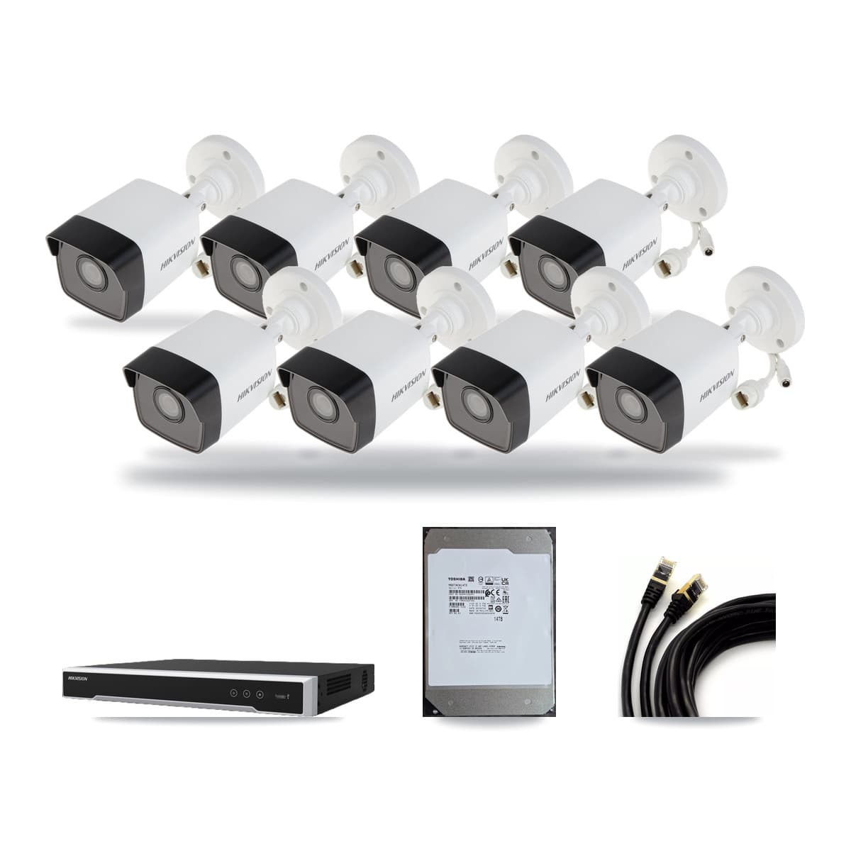 Hikvision 16-Channel 5MP CCTV Kit — 8 Bullet + 1 Dome Cameras + 14TB Recording (DS-7616NI-M2 Recorder) - Image 1