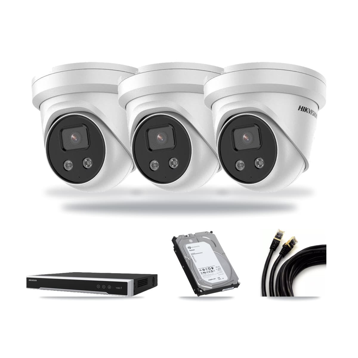 Hikvision 16-Channel 5MP CCTV Kit — 3 Turret + 1 Dome Cameras + 6TB Recording (DS-7616NI-M2 Recorder) - Image 1