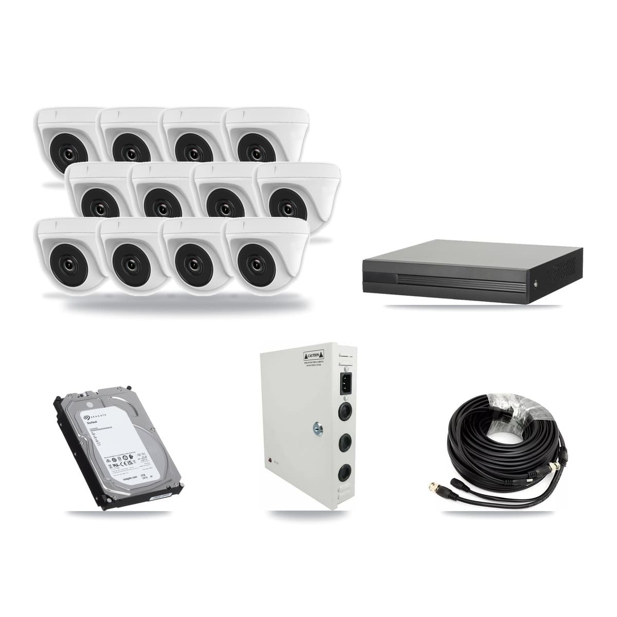 16-Channel 2MP CCTV Kit — 12 Dome Cameras + 6TB Recording - Image 1