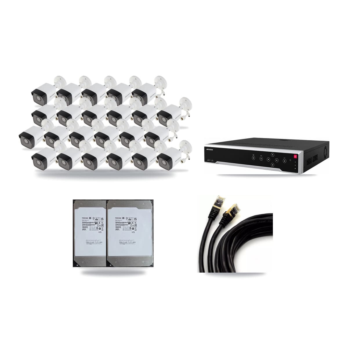 Hikvision 32-Channel 5MP CCTV Kit — 23 Bullet Cameras + 2× 14TB Recording - Image 1