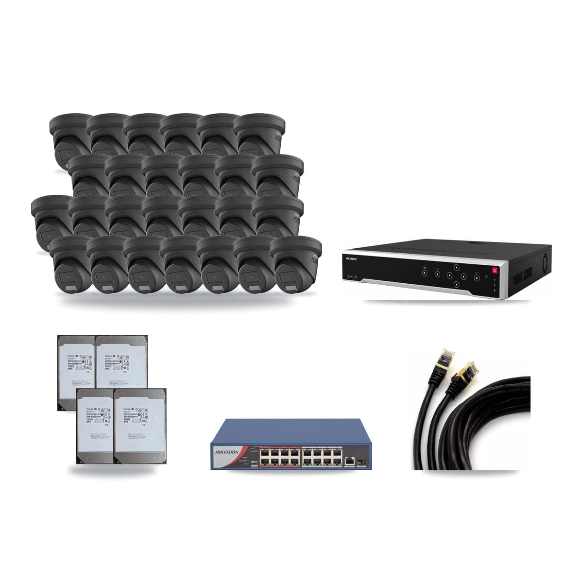 Hikvision 32-Channel 4MP CCTV Kit — 26 Turret Cameras + 4× 14TB Recording - Image 1