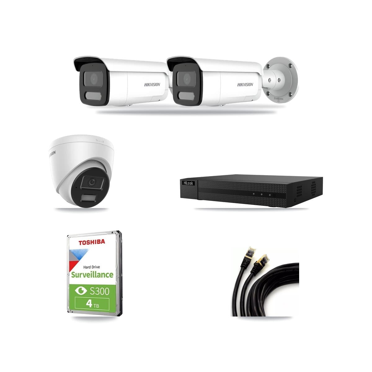 Hikvision & HiLook 8-Channel 4MP CCTV Kit — 1 Turret + 2 Bullet Cameras + 4TB Recording (NVR-108MH-D Recorder) - Image 1